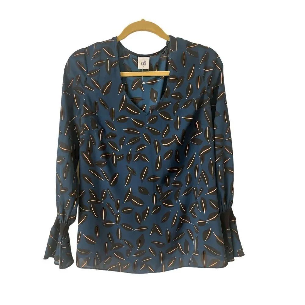 CAbi Shadow Leaf blouse style #3763 sz Small